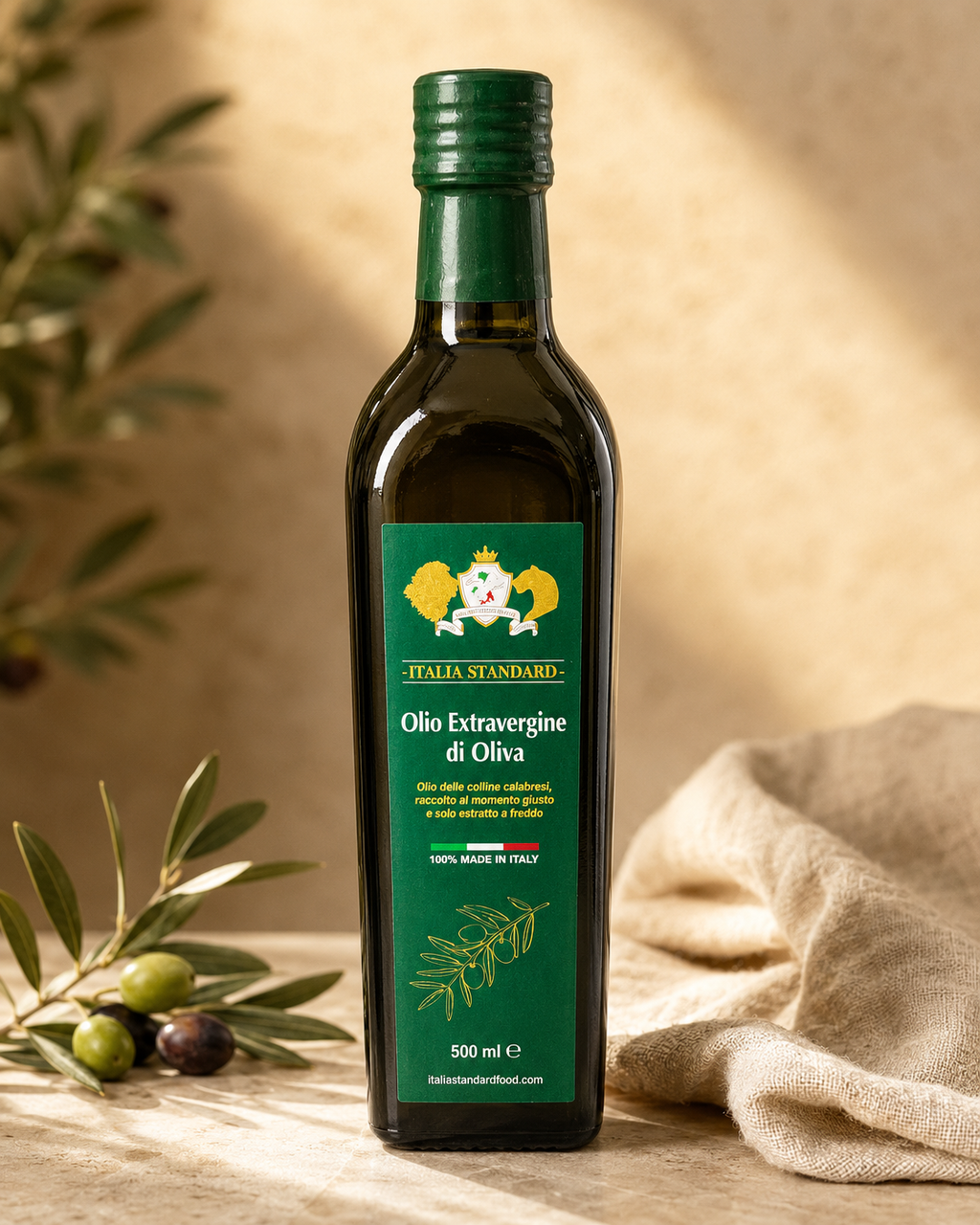 Dettaglio olio EVO Italia Standard vetro classico